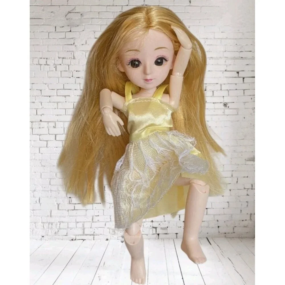 BJD Doll Blonde Big Eyes Articulated Ball Joint Long Hair Girl Anime Posable 9